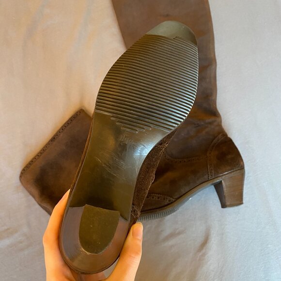 Vintage 90s Gravati Tall Boots Dark Brown Suede - Picture 5 of 7